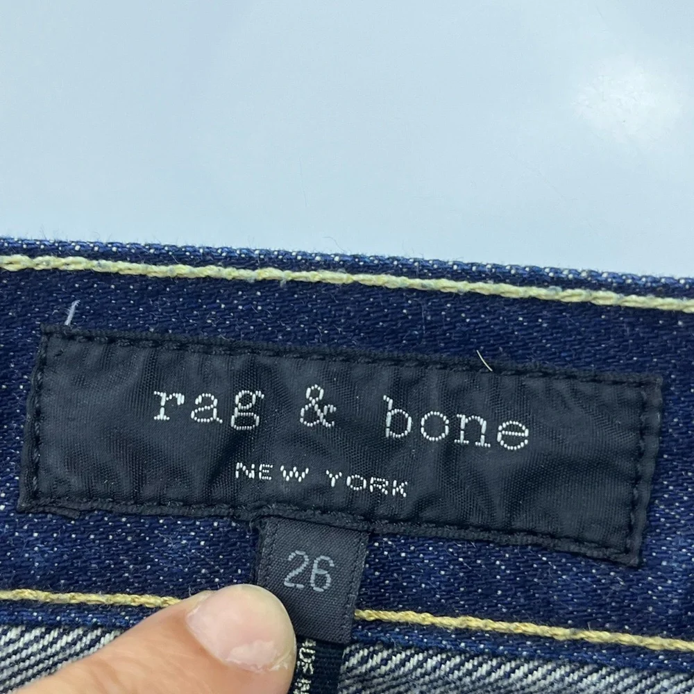 Rag & Bone Trompe L’Oeil Indigo Selvedge Cuff Grommet Jeans N248-6 - Picture 3 of 8